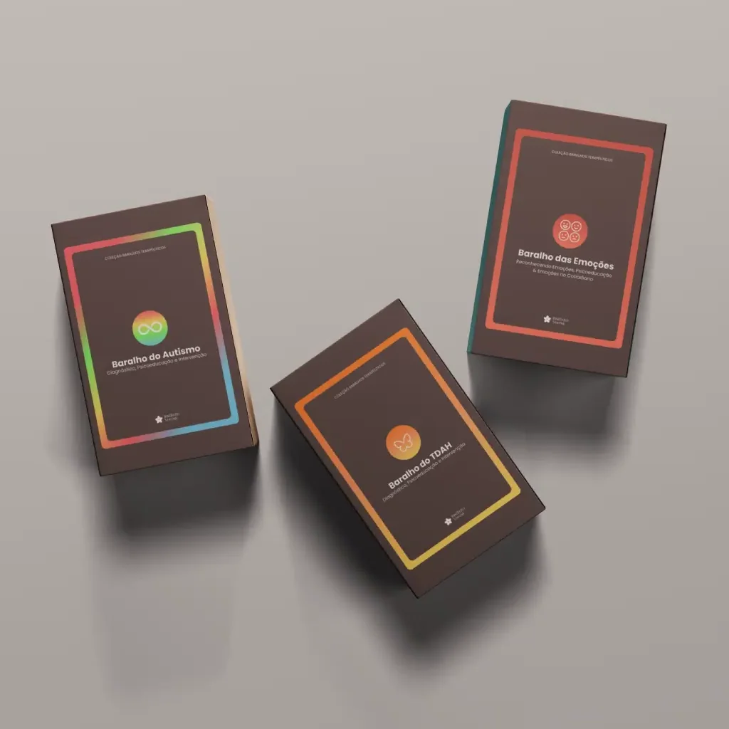 Combo Baralhos Terapêuticos A Box de Baralhos Terapêuticos do Instituto Veresk reúne, em um só produto, todos os baralhos criados para a clínica histórico-cultural: TDAH, Autismo e Emoções. Cada baralho foi desenvolvido para atender demandas específicas, como fortalecimento das funções psicológicas superiores, diagnóstico e intervenção no TEA, e desenvolvimento psíquico integral. Ao adquirir a Box, você garante acesso vitalício a todas as futuras atualizações e novos baralhos, sem custo adicional. Praticidade, versatilidade e recursos clínicos sempre atualizados ao seu alcance.